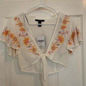 White patterned crop top